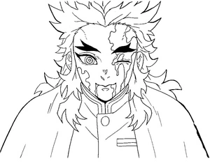 Página para Colorir Imagem de Kyojuro Rengoku