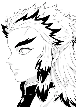 Página para Colorir Rosto de Kyojuro Rengoku