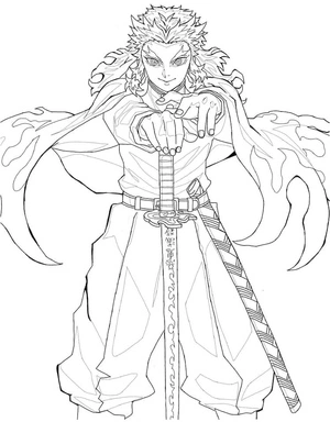 Página para Colorir Rengoku Kyojuro - Página de Colorir Legal