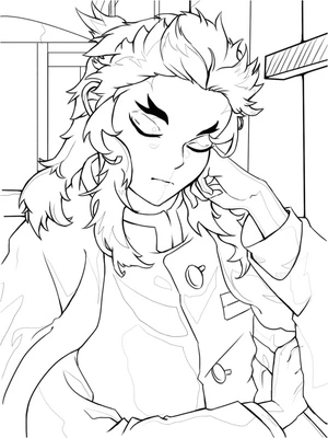 Página para Colorir Kyojuro Rengoku Adormecido