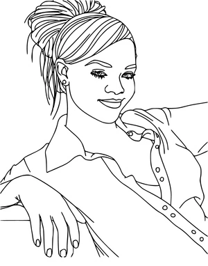 Página para Colorir Rihanna Sorrindo