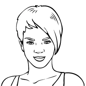 Página para Colorir Rihanna Sorrindo