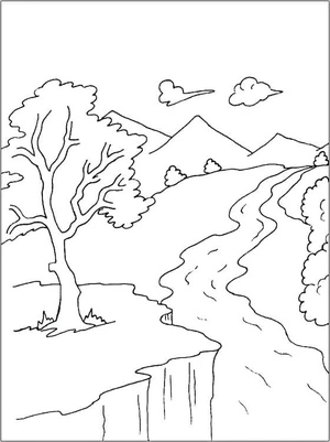 Página para Colorir Paisagem Natural do Rio