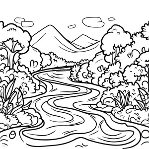 Página para Colorir Página para Colorir Rio Cênico