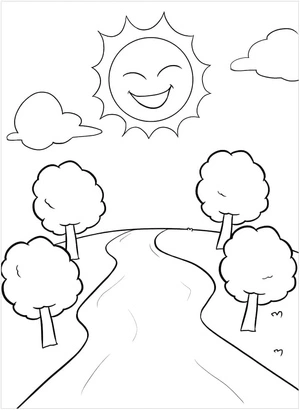 Página para Colorir Sol Sorridente e Canal
