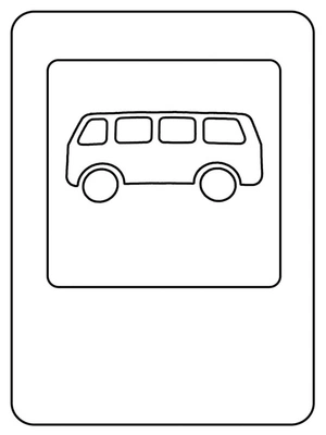 Página para Colorir Placa de Trânsito no Ponto de Ônibus