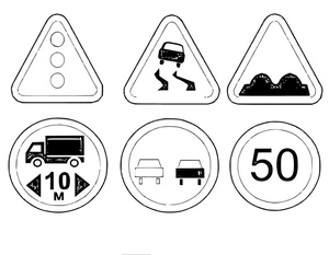 Página para Colorir Página para Colorir de Placas de Trânsito