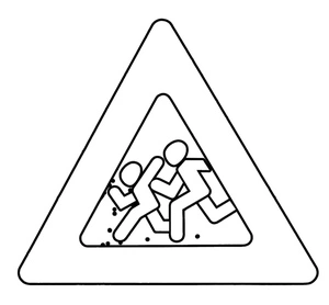 Página para Colorir Placa de Segurança para Travessia de Crianças