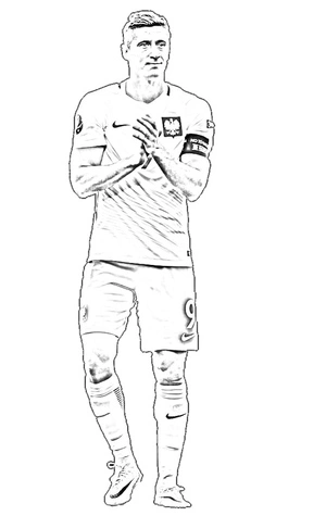 Página para Colorir Página para Colorir do Robert Lewandowski para Imprimir