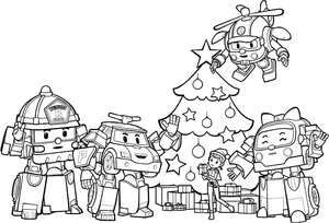 Página para Colorir Página de Colorir de Natal do Robocar Poli
