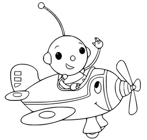 Página para Colorir Olie Polie pilotando um avião