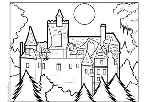 Página para Colorir Castelo na Romênia