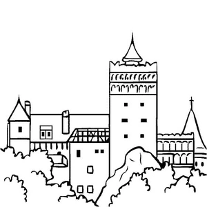Página para Colorir Castelo Romeno de Bran