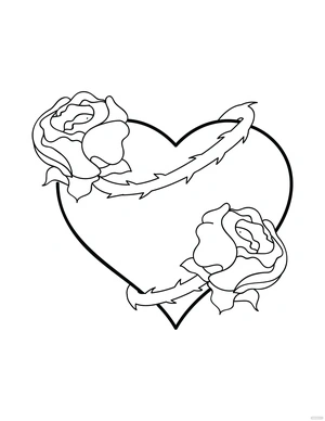 Página para Colorir Corações cercados por rosas