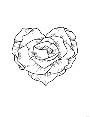 Página para Colorir Rosa em Forma de Coração