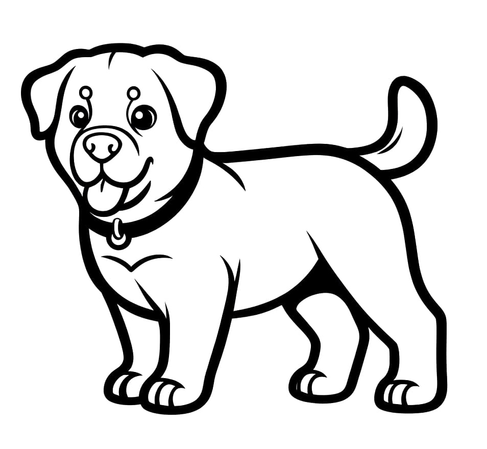 Página para Colorir Filhote Adorável de Rottweiler