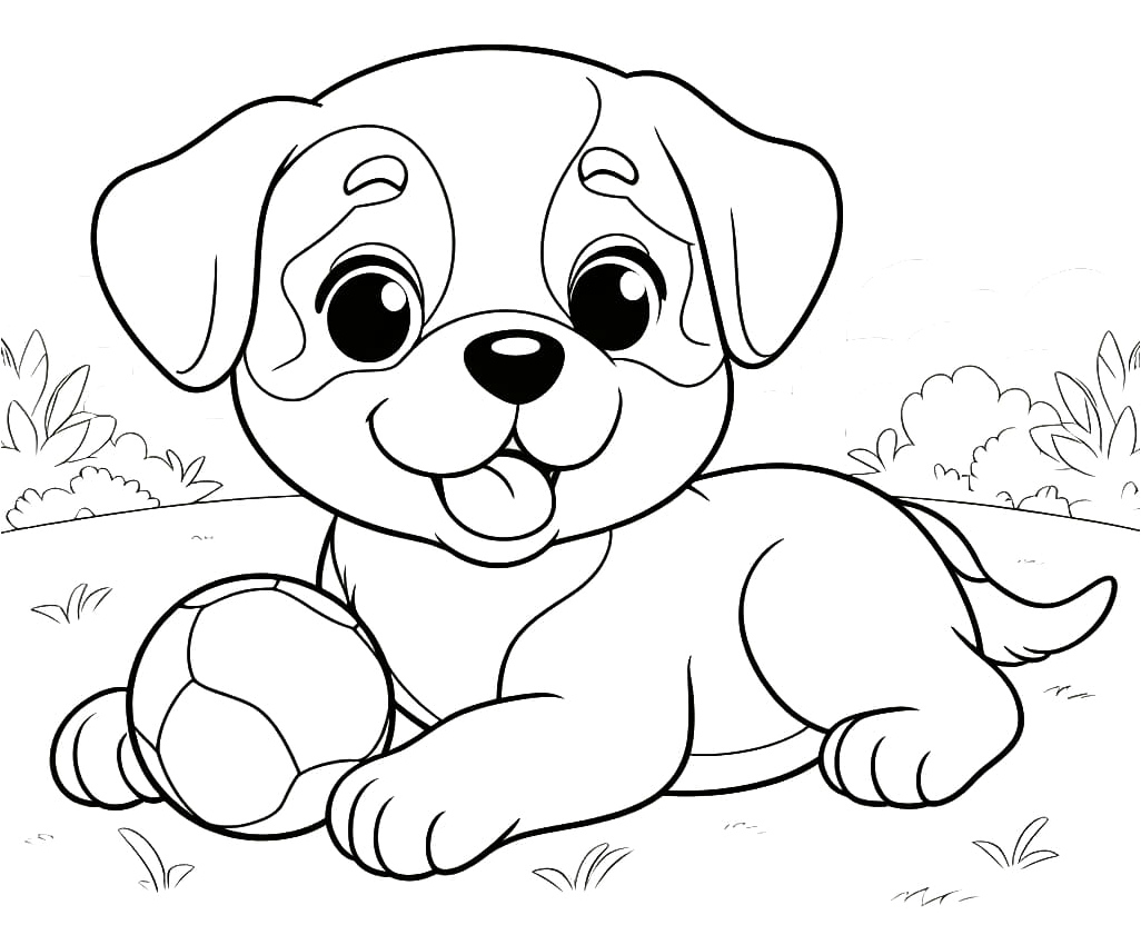 Página para Colorir Filhote de Rottweiler