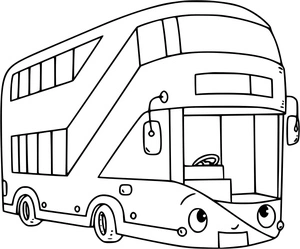 Página para Colorir Ônibus de Dois Andares Adorável