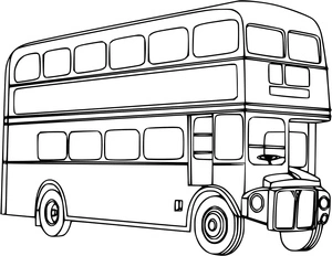 Página para Colorir Página para Colorir de um Ônibus de Dois Andares Típico