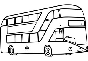 Página para Colorir Aventura no Ônibus de Dois Andares