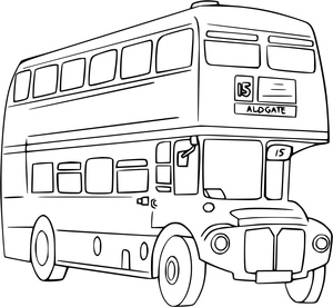Página para Colorir de Ônibus de Dois Andares