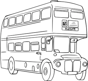 Página para Colorir Página para Colorir de Ônibus de Dois Andares