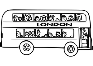 Página para Colorir Ônibus de Dois Andares em Londres