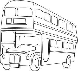 Página para Colorir Ônibus de Dois Andares Simples