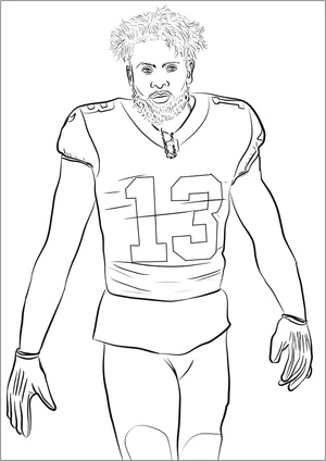 Página para Colorir Jogador de Futebol Americano Odell Beckham Jr