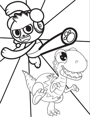 Combo Panda e Shelldon do Ryan's World na página para colorir
