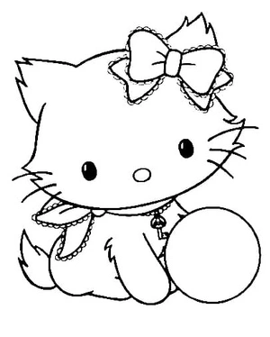 Página para Colorir Charmmy Kitty Brincando com uma Bola