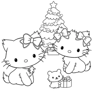 Página para Colorir Charmmy Kitty com Sugar e Honeycute: Uma Dupla Encantadora
