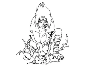 Página para Colorir Modo Selo Sombrio do Jovem Sasuke