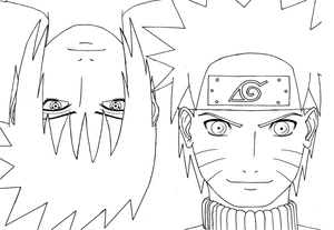 Página para Colorir Sasuke e Naruto, Líderes da Tribo