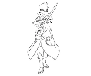 Página para Colorir Sasuke do Akatsuki, Segurando uma Espada