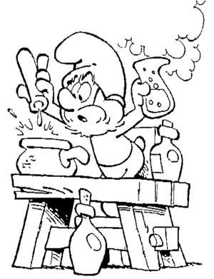 Página para Colorir Um gnomo engraçado tentando preparar uma poção