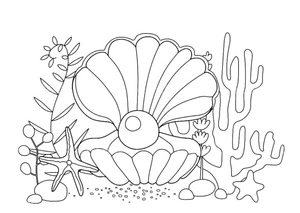 Página para Colorir Uma Pérola Deslumbrante no Fundo do Oceano