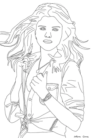 Página para Colorir Página para Colorir com Selena Gomez