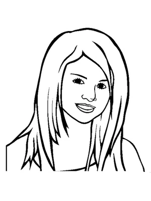 Página para Colorir Página para colorir imprimível com Selena Gomez grátis