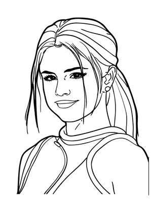 Página para Colorir Página para Colorir Imprimível com Selena Gomez