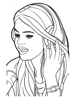 Página para Colorir Página para Colorir Imprimível de Selena Gomez