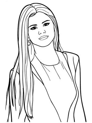 Página para Colorir Página para Colorir da Selena Gomez para Imprimir