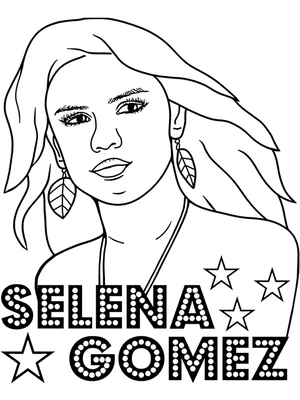 Página para Colorir Selena Gomez, a cantora americana