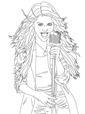 Página para Colorir Cantando é Selena Gomez