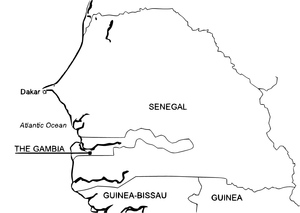 Página para Colorir do Mapa do Senegal