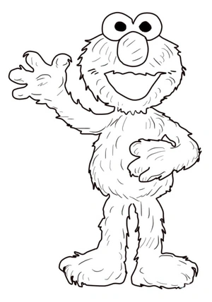 Página para Colorir Um Elmo peludo com cabelo vermelho e nariz laranja