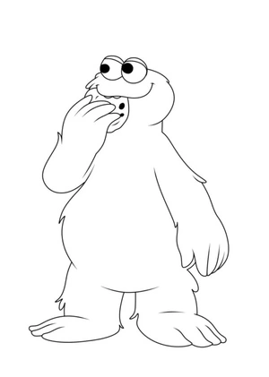 Página para Colorir Monstro dos Biscoitos Lanchando