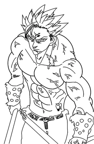 Página para Colorir Página para Colorir de Anime: Ban de Seven Deadly Sins