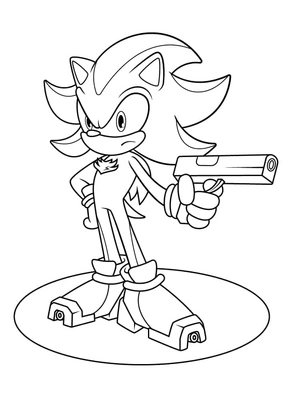 Página para Colorir Shadow armado com uma arma