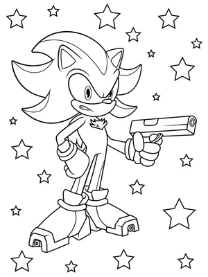 Página para Colorir Sombra segurando uma arma